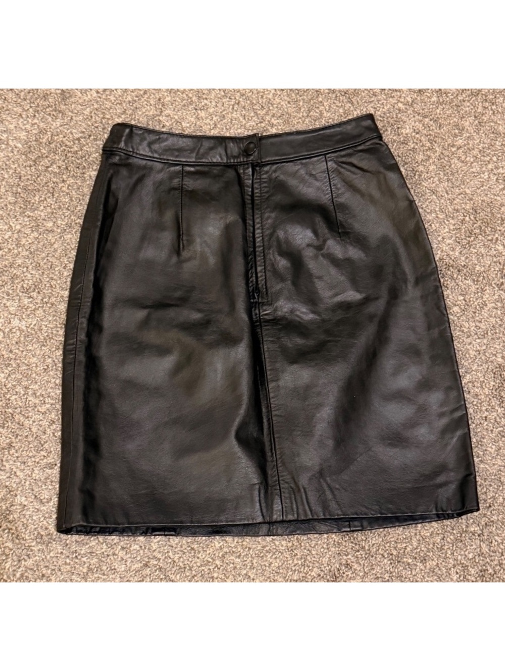 Vintage Byrnes & Baker Genuine Leather Black Pencil Skirt Size 6